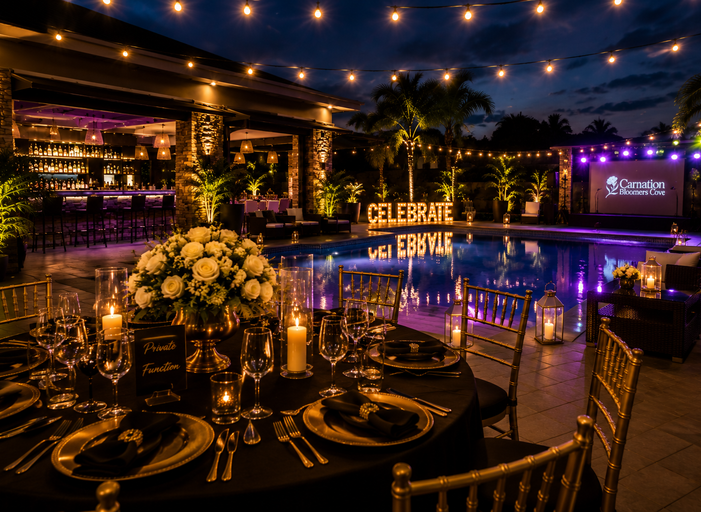 Guests relaxing poolside